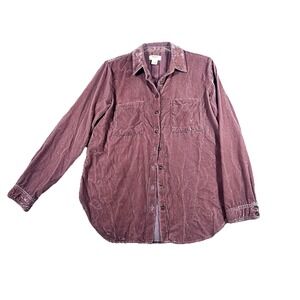 Maeve by Anthropologie Karina Velvet Button Up‎ Long Sleeve Shirt Dusty Rose 8